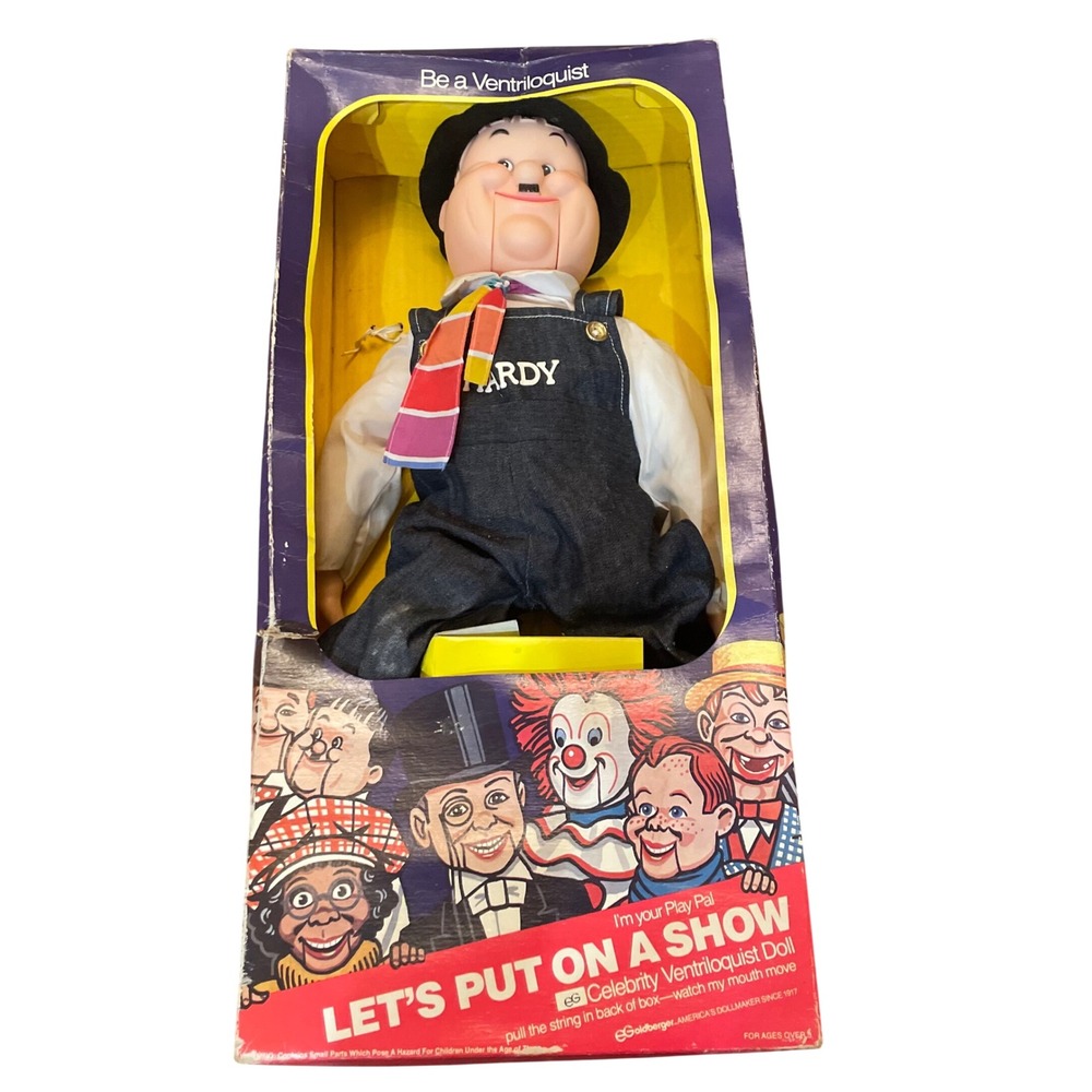 Goldberger Oliver Hardy Ventriloquist Doll Male Blue Denim Vintage 1990 OS